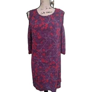 Julian Taylor New York Dress size 14 Cold Shoulder 3/4 Sleeves Floral Dress New
